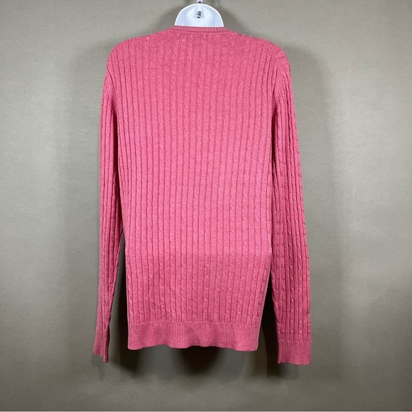 Express Pink Cable Knit Silk Cashmere Blend Long Sleeve Sweater - Picture 5 of 11